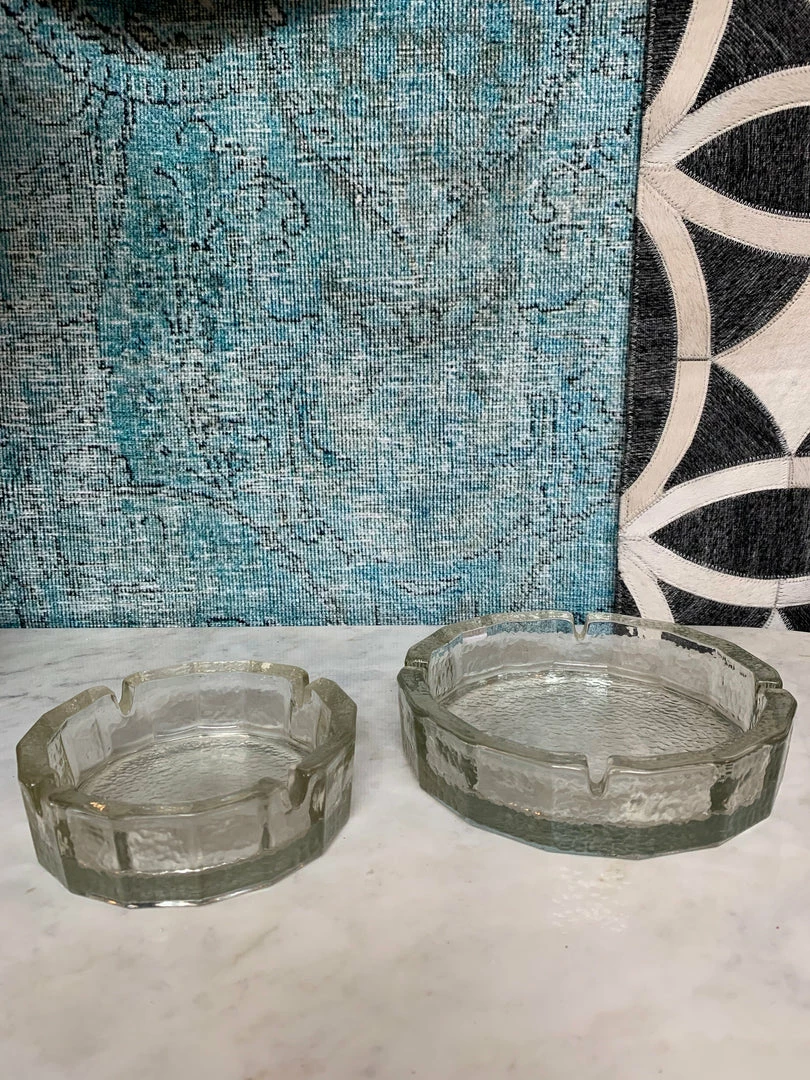 Vintage Glass Iceberg Ashtray - Large 3 Vintage Glass Iceberg Ashtray - Large