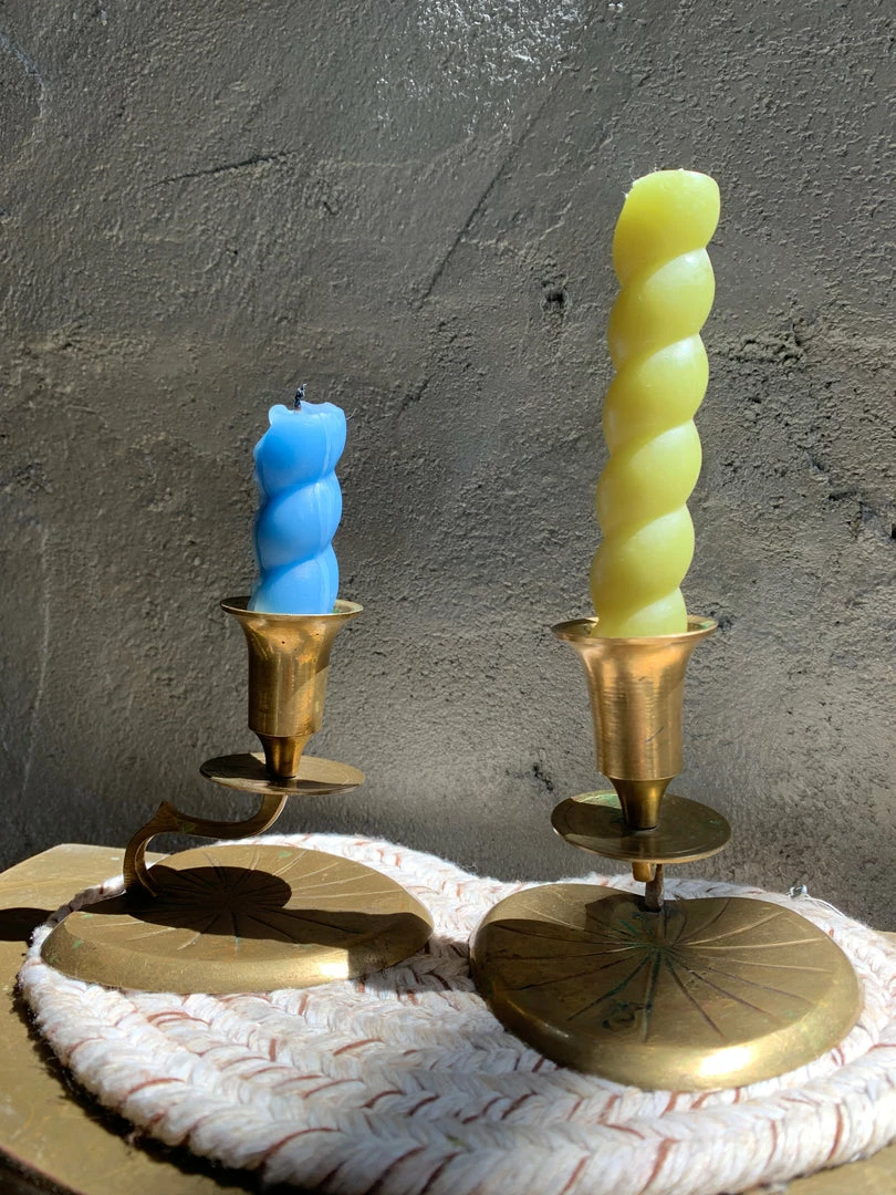 Vintage ALL RITUAL Antique Brass Lily Pad Candle Holder Set 4 Vintage ALL RITUAL Antique Brass Lily Pad Candle Holder Set