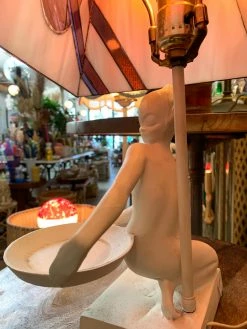 Vintage ALL HOME DECOR + ODDITIES Rare Goddess Lamp With Stained Glass Shade