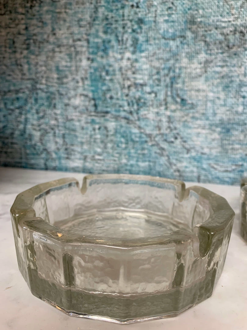 Vintage Glass Iceberg Ashtray - Large 6 Vintage Glass Iceberg Ashtray - Large