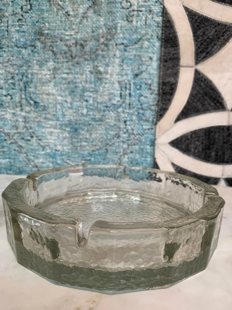 Vintage Glass Iceberg Ashtray - Large 4 Vintage Glass Iceberg Ashtray - Large