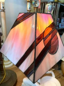 Vintage ALL HOME DECOR + ODDITIES Rare Goddess Lamp With Stained Glass Shade