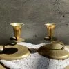Vintage ALL RITUAL Antique Brass Lily Pad Candle Holder Set
