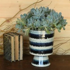 Feng Sway Indigo Stripe Chalice Planter