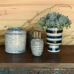 Feng Sway Indigo Stripe Chalice Planter