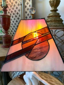 Vintage ALL HOME DECOR + ODDITIES Rare Goddess Lamp With Stained Glass Shade