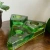 Vintage Green Glass MCM Tealight Holder ALL RITUAL 2 Vintage Green Glass MCM Tealight Holder ALL RITUAL
