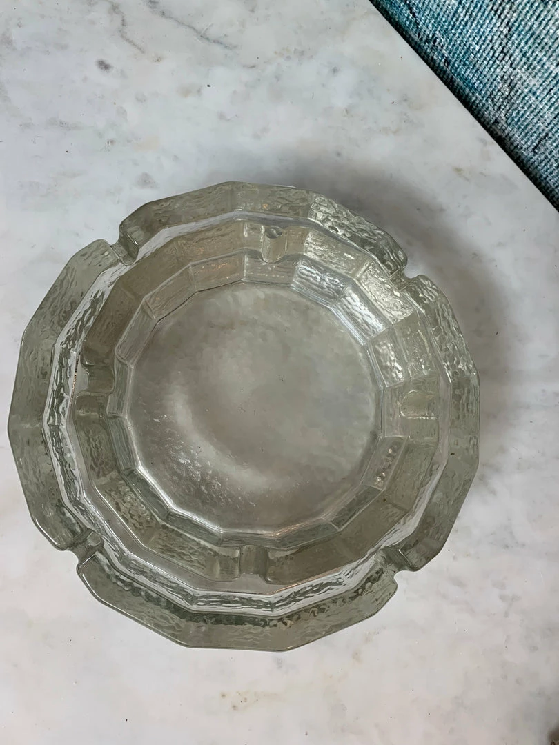 Vintage Glass Iceberg Ashtray - Large 5 Vintage Glass Iceberg Ashtray - Large