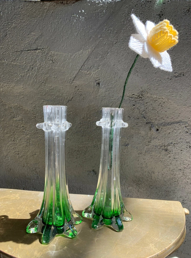 Vintage Emerald Glass Murano Propagation Vase 4 Vintage Emerald Glass Murano Propagation Vase