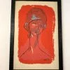 Vintage Framed 70s Canvas Screen-print Of Modigliani Portrait