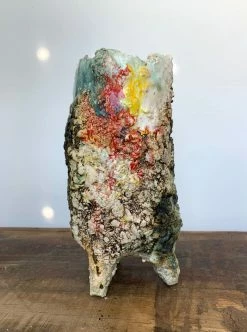 Feng Sway Exclusive 10" POTS Artist Made Molten Ceramic Vase With Feet