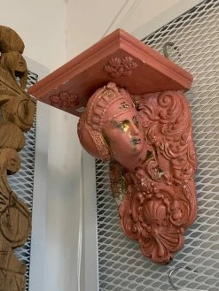 ART + MIRRORS Antique Pink And Gold Woman Wall Shelf