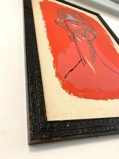 Vintage Framed 70s Canvas Screen-print Of Modigliani Portrait