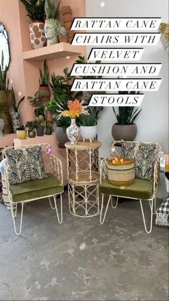 Vintage ALL HOME DECOR + ODDITIES Palm Beach Metal + Rattan Table