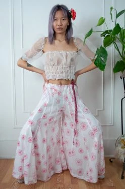 Vintage TOPS White Organza Peasant Top