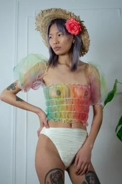 Feng Sway TOPS Rainbow Organza Prairie Top
