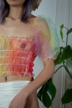 Feng Sway TOPS Rainbow Organza Prairie Top