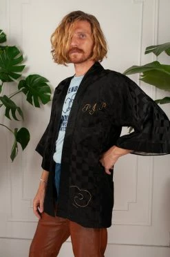 Vintage LOUNGE WEAR WWII Custom Silk Dragon Embroidery Robe