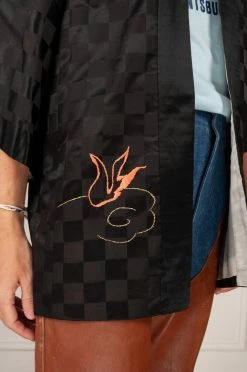 Vintage LOUNGE WEAR WWII Custom Silk Dragon Embroidery Robe