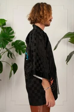 Vintage LOUNGE WEAR WWII Custom Silk Dragon Embroidery Robe