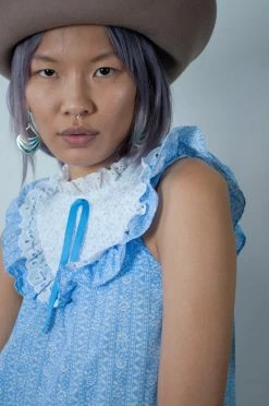 FENG SWAY Blue Cotton Prairie Midi Dress DRESSES