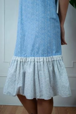 FENG SWAY Blue Cotton Prairie Midi Dress DRESSES