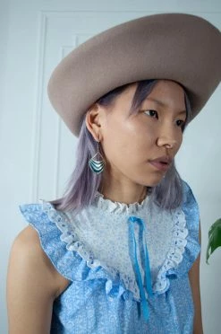 FENG SWAY Blue Cotton Prairie Midi Dress DRESSES