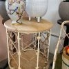 Vintage ALL HOME DECOR + ODDITIES Palm Beach Metal + Rattan Table