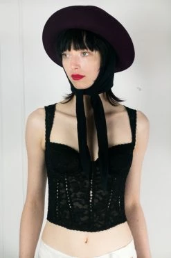 Vintage Plum Doe Skin Scarf Hat