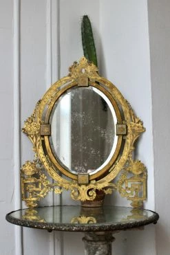ALL HOME DECOR + ODDITIES Antique Brass Mirror