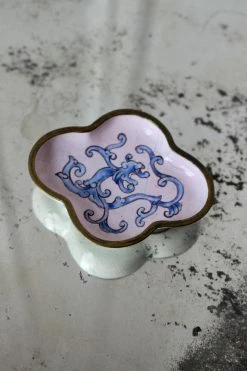 Antique ALL RITUAL Floral Enamel Dish