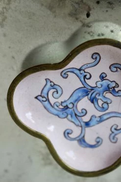 Antique ALL RITUAL Floral Enamel Dish
