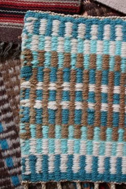 Vintage ALL HOME DECOR + ODDITIES Woven Teal Table Rug