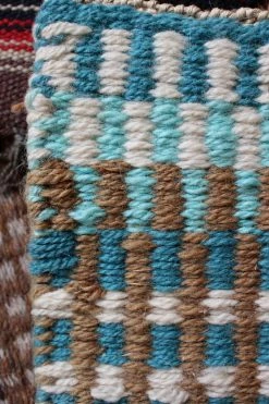 Vintage ALL HOME DECOR + ODDITIES Woven Teal Table Rug