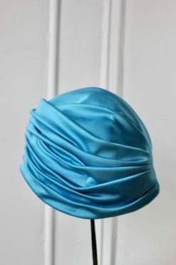 Vintage 1960s Blue Silk Turban-Style Hat
