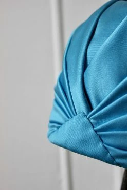 Vintage 1960s Blue Silk Turban-Style Hat