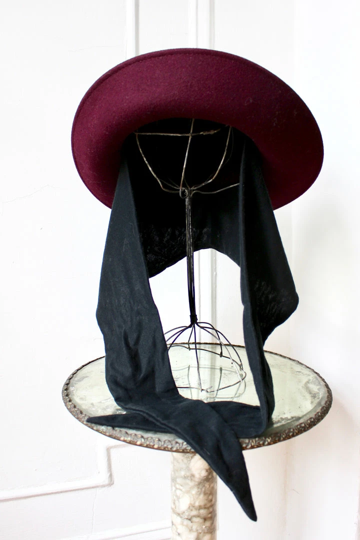 Vintage Plum Doe Skin Scarf Hat 11 Vintage Plum Doe Skin Scarf Hat