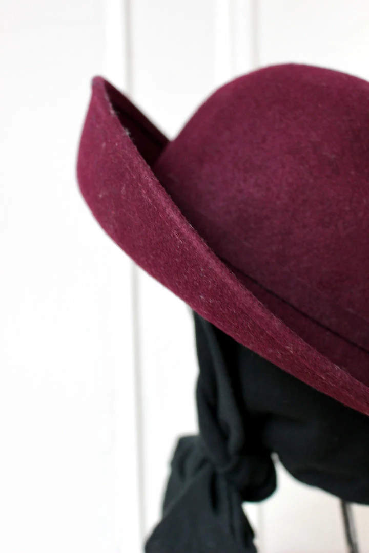 Vintage Plum Doe Skin Scarf Hat 6 Vintage Plum Doe Skin Scarf Hat