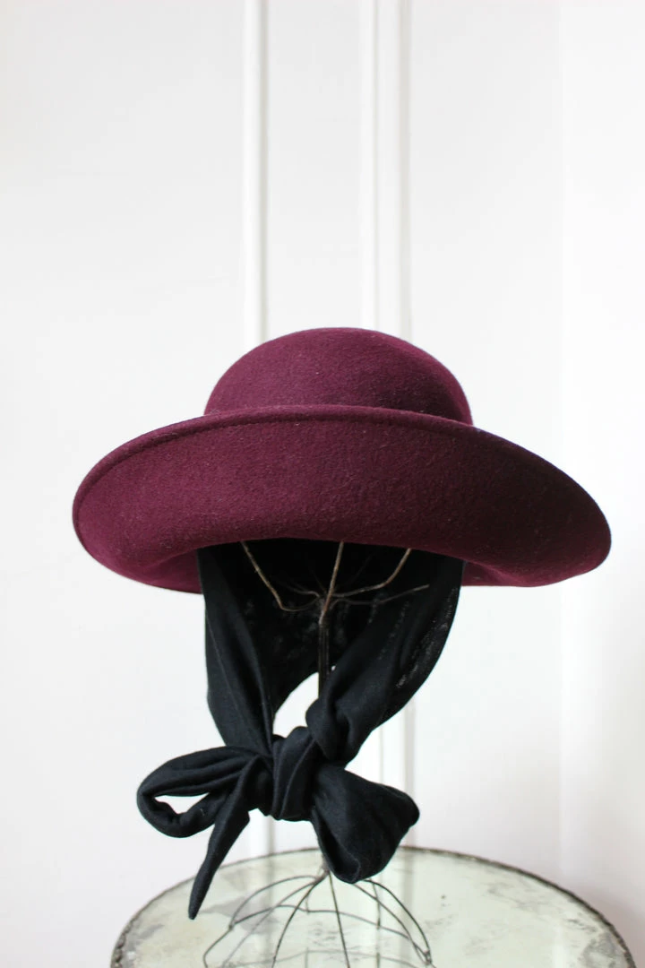 Vintage Plum Doe Skin Scarf Hat 4 Vintage Plum Doe Skin Scarf Hat