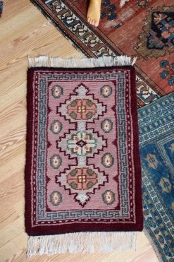 Vintage ALL HOME DECOR + ODDITIES Witchy Antique Maroon Rug