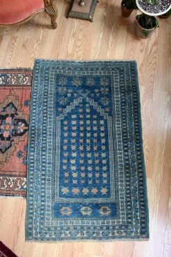 Vintage Indigo Prayer Rug ALL HOME DECOR + ODDITIES