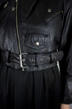 Vintage 80s Black Leather Moto Jacket OUTERWEAR