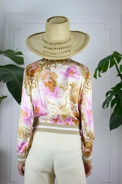 Vintage Floral Silk Bomber Jacket