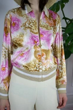 Vintage Floral Silk Bomber Jacket