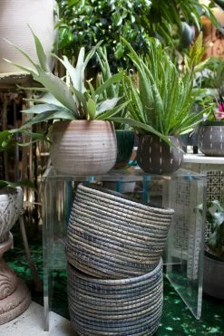 Feng Sway Minimalist Grey Pot W/ White Lines 4-5