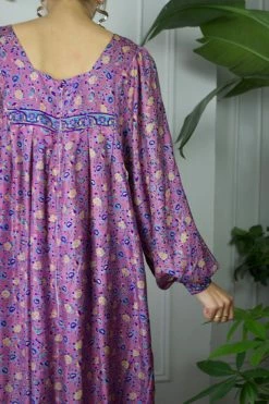 Vintage Purple Floral Saks Fifth Ave Kaftan DRESSES