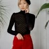 Feng Sway Black Nudie Moon Mesh Top