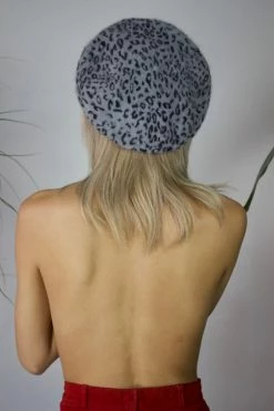 Feng Sway Snow Leopard Mohair Beret