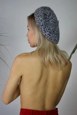 Feng Sway Snow Leopard Mohair Beret