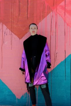 Vintage Purple Metallic Fur Lined Jacket OUTERWEAR